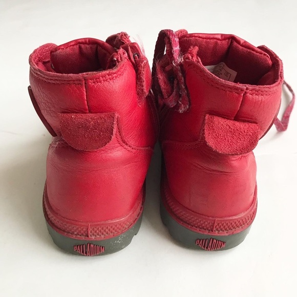 Palladium red leather boots VGUC - visible wear size 9 toddler - Picture 7 of 10